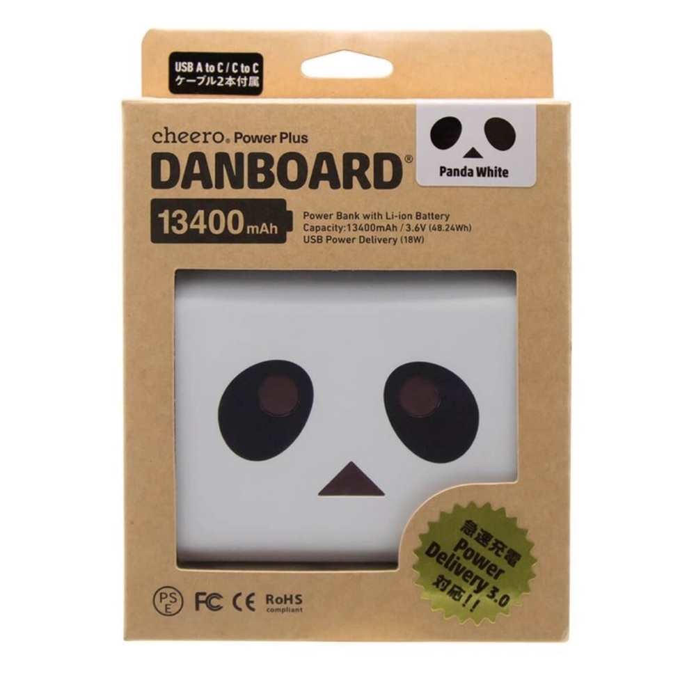 RARE Cheero Power‎ Plus Carton Man 13400mAh PD18W Power Bank-Panda White